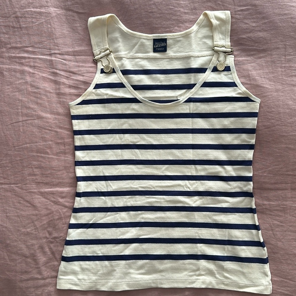 Jean Paul Gaultier nautical stripe buckle tank top